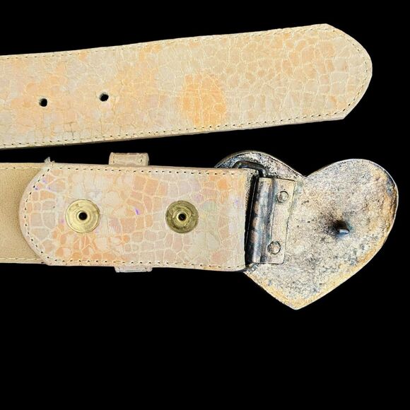 Leatherock Rainbow Heart Leather Belt 70’s Jewels Rhinestone Rare Boho M 32 Love - Picture 3 of 9